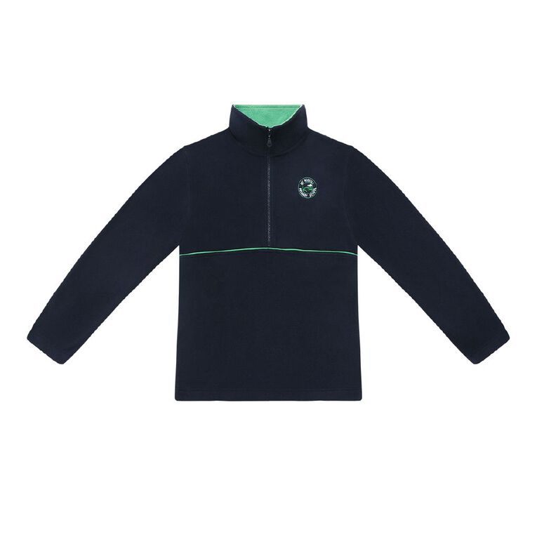 Schooltex Mount Roskill Primary School Polar Fleece With Embroidery, Navy/Emerald, hi-res