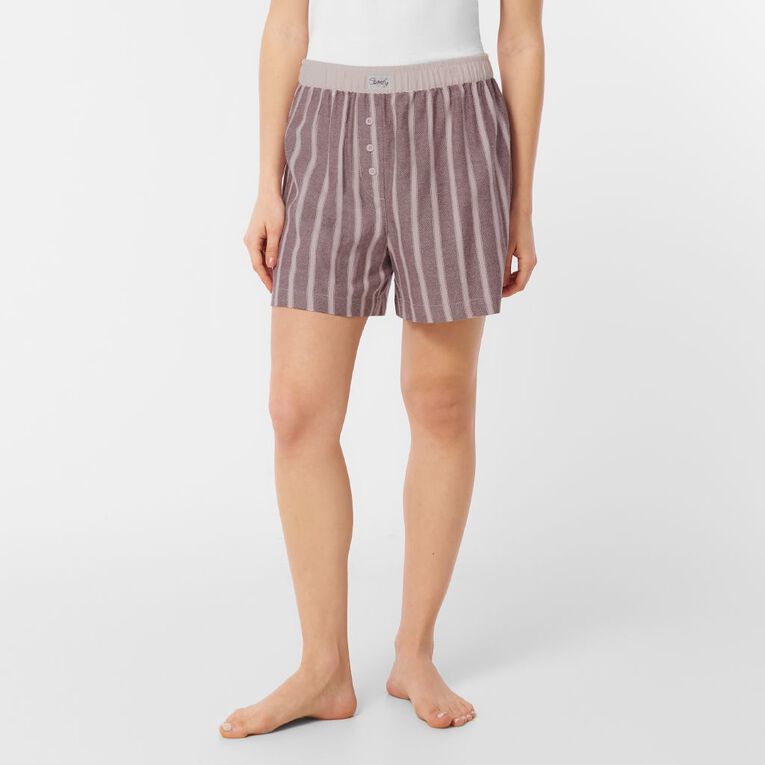 H&H Women's Boyfriend Flanelette Sleep Shorts, Red Mid, hi-res