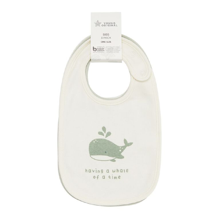 Young Original Babys' Dome Bibs 3 Pack, Green Light, hi-res
