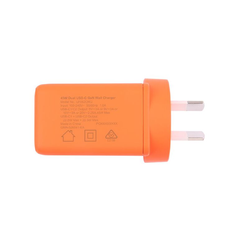 Tech.Inc PD 45W Dual USB-C Fast Charger Orange, , hi-res