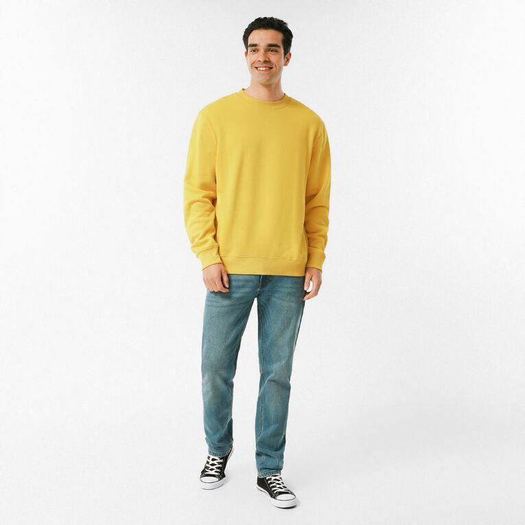 H&H Men's Plain Crew Sweatshirt, Yellow Dark, hi-res
