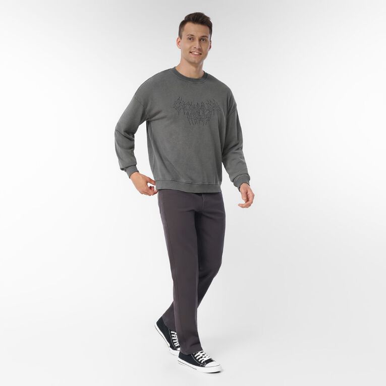 Garage Men's Terry Fleece Crewneck, Grey Mid, hi-res