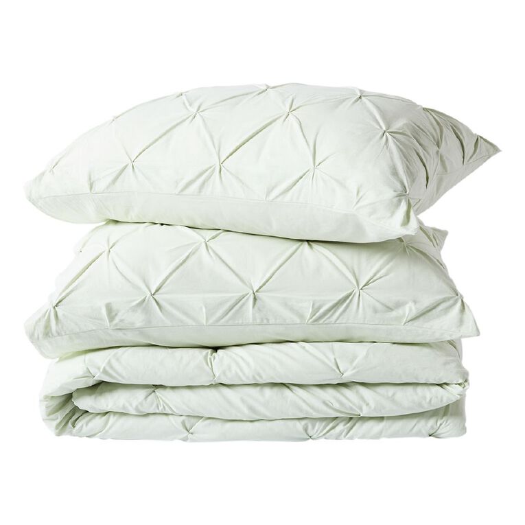 Living & Co 3 Piece Comforter Set Pintuck Green Queen, , hi-res