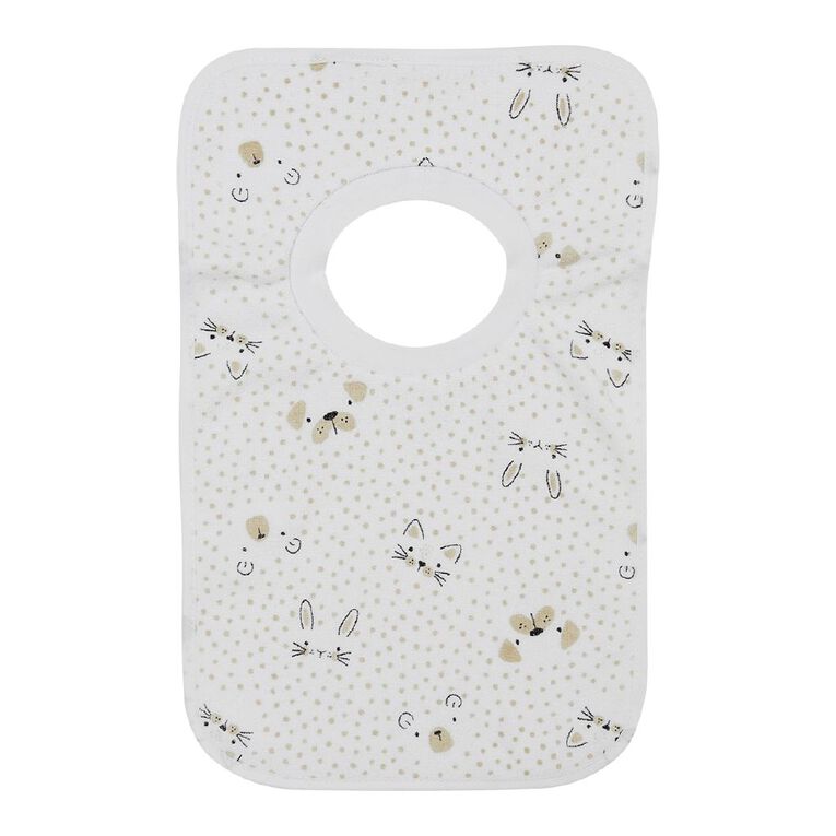 Young Original Babys' Bibs 3 Pack, White ANIMALS, hi-res