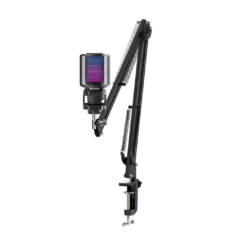 Playmax RGB Black Microphone Arm And Tripod, , hi-res