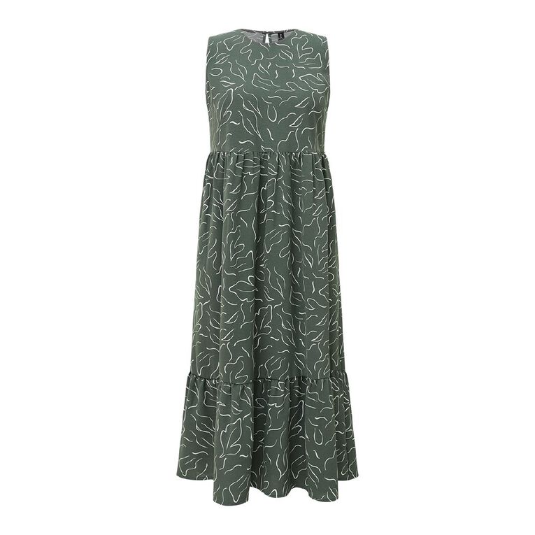 H&H Women's Seelveless Tiered Dress Midaxi, Green Dark, hi-res