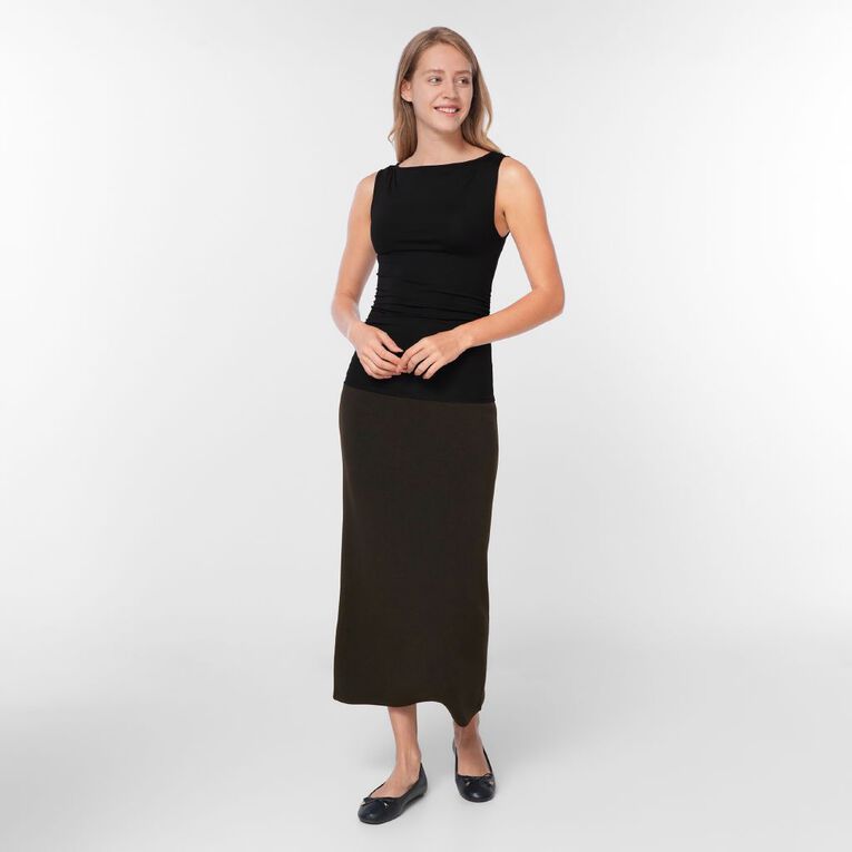 H&H Women's Modal Pencil Midi Skirt, Brown Dark, hi-res