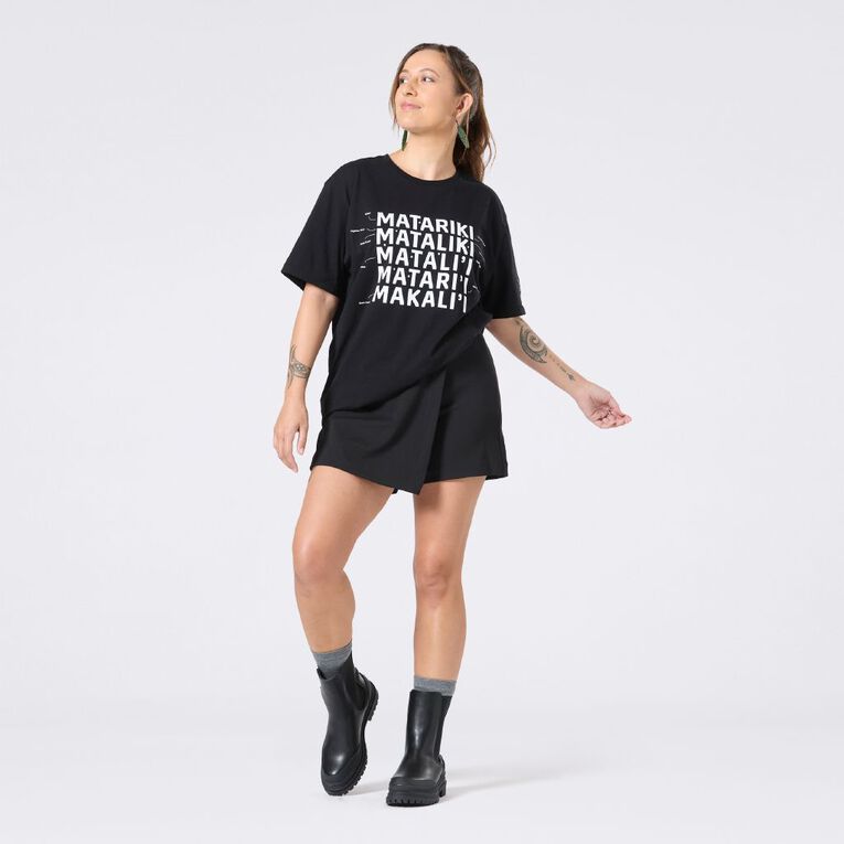 MLC Adults' Matariki Tee, Black, hi-res