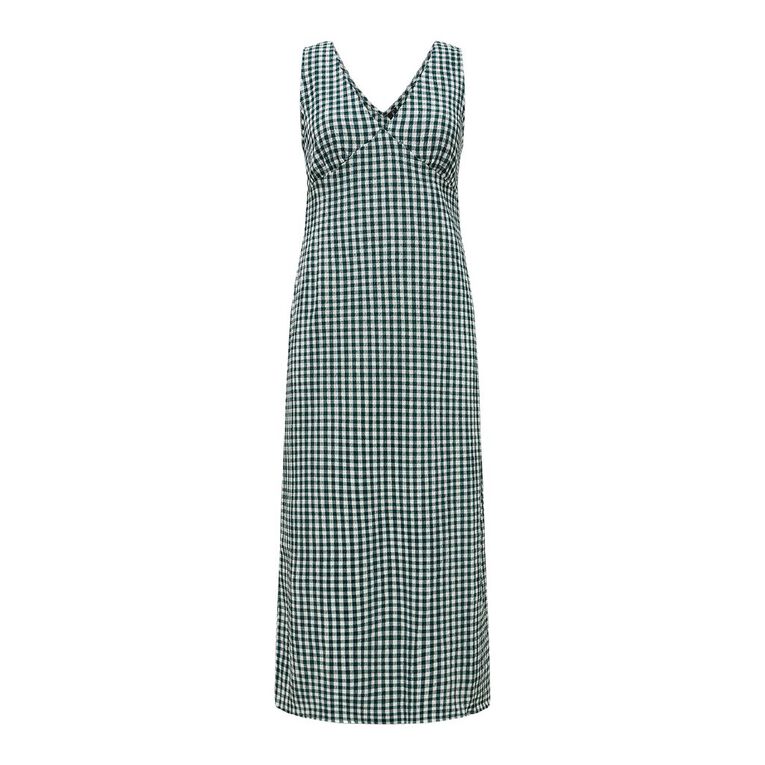 H&H Women's Sleeveless V-Neck Seersucker Slip Midi, Teal, hi-res
