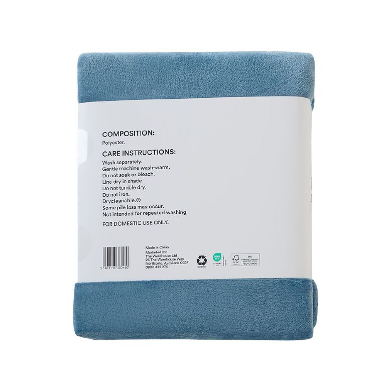 Living & Co Ultra Soft Plush Blanket Blue Queen, , hi-res