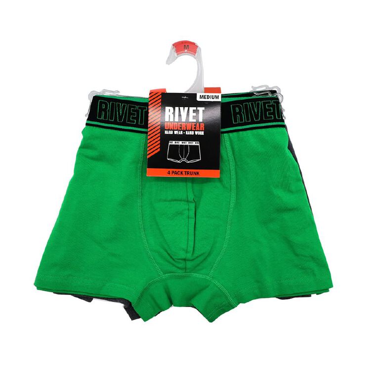 Rivet Men's Trunks 4 Pack, Black/Green, hi-res
