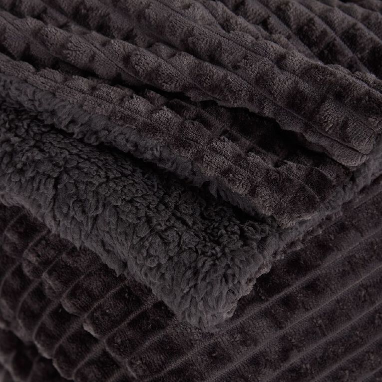 Living & Co Waffle Plush Blanket Rose Grey Queen, , hi-res