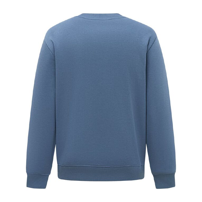 H&H Men's Plain Crew Sweatshirt, Blue Mid, hi-res