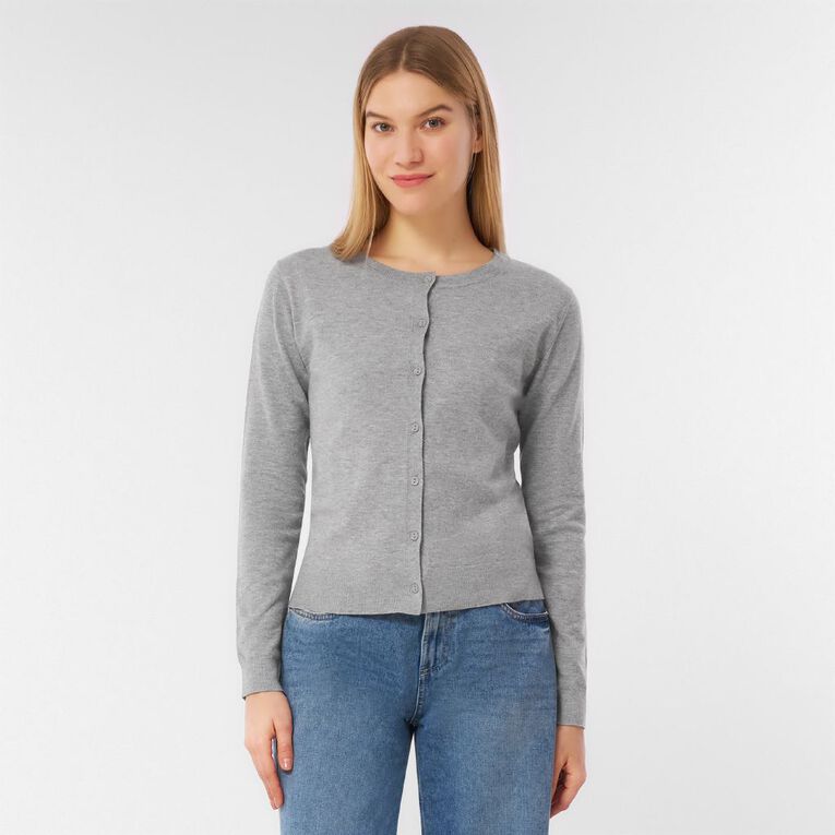 H&H Women's Essential Cardigan, Grey Marle, hi-res