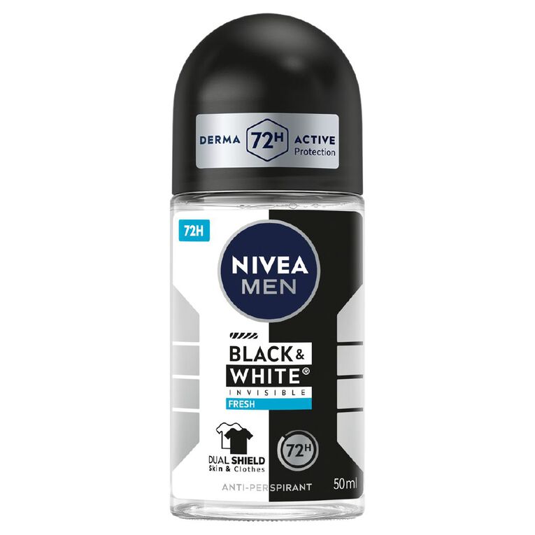 Nivea Deo Roll On Men Invisible Black And White Fresh, , hi-res