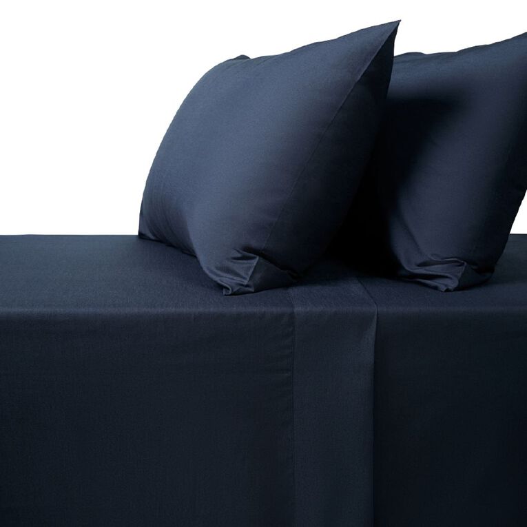 Living & Co Cotton Rich Sheet Set Black King, Black, hi-res