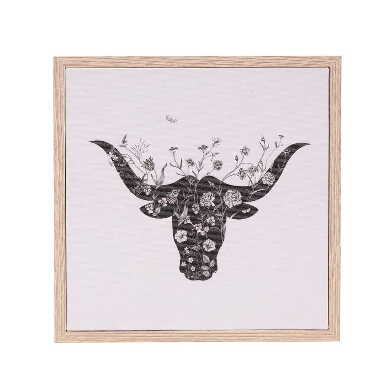 Living & Co Longhorn Framed Canvas 25cm x 25cm, , hi-res