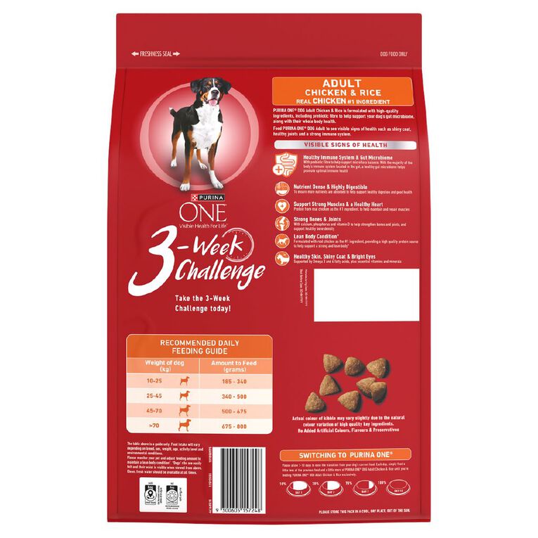 PURINA ONE Adult Chicken & Rice Dry Dog Food 2.5kg, , hi-res