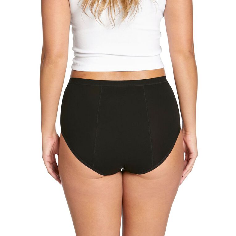 Love Luna Period Full Briefs, Black, hi-res