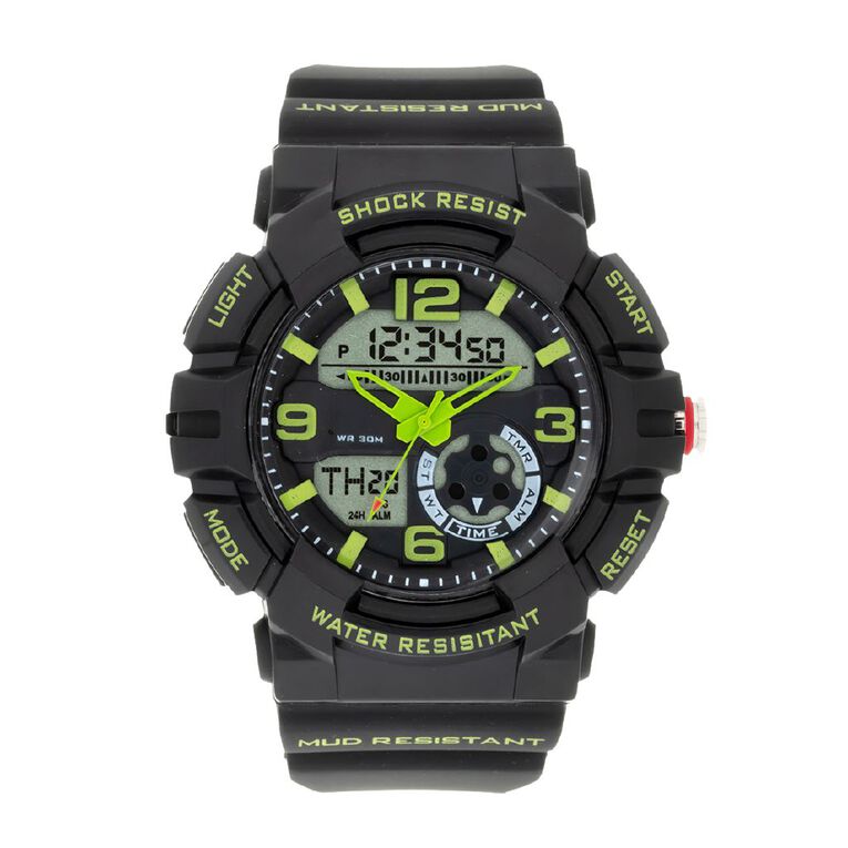 Active Intent Analogue Digital Watch Black/Green, , hi-res