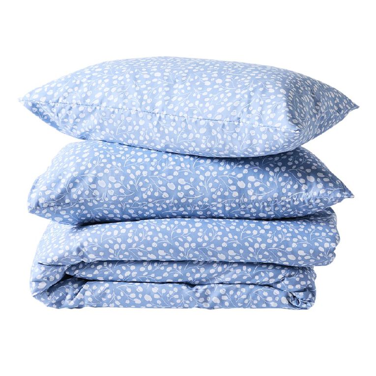 Living & Co Microfibre Duvet Cover Set Eden Blue Single, , hi-res