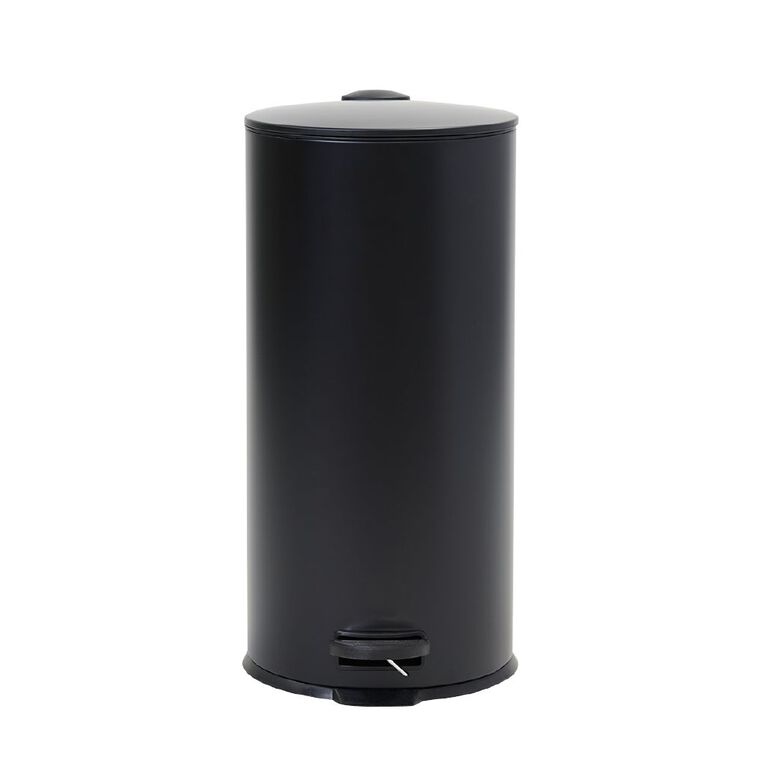 Living & Co Round Pedal Bin Black 30L, , hi-res