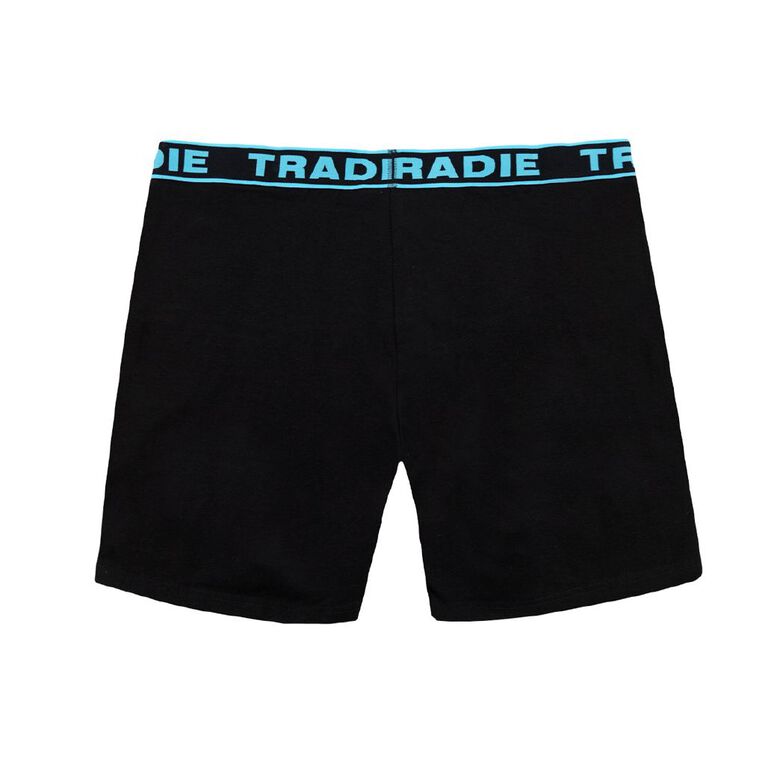 Tradie Big Fella Long Leg Trunks, Black/Blue, hi-res