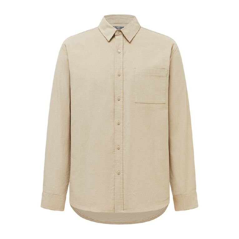 H&H Men's Long Sleeve Cord Shirt, Brown Light, hi-res