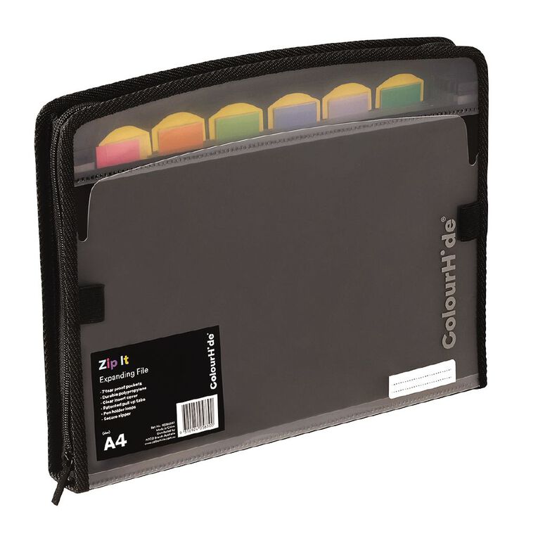 ColourHide Zip it Expanding File Black, , hi-res