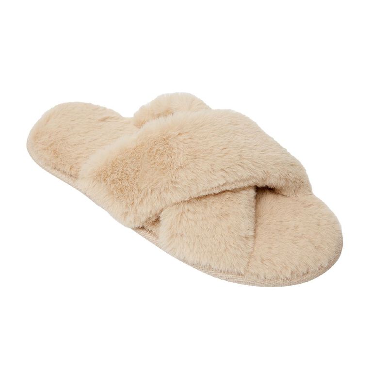 H&H Women's Crossover Slippers, Cream, hi-res