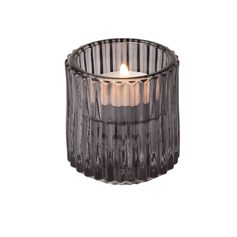 Living & Co Textured Tealight & Table Candle Holder Grey, , hi-res