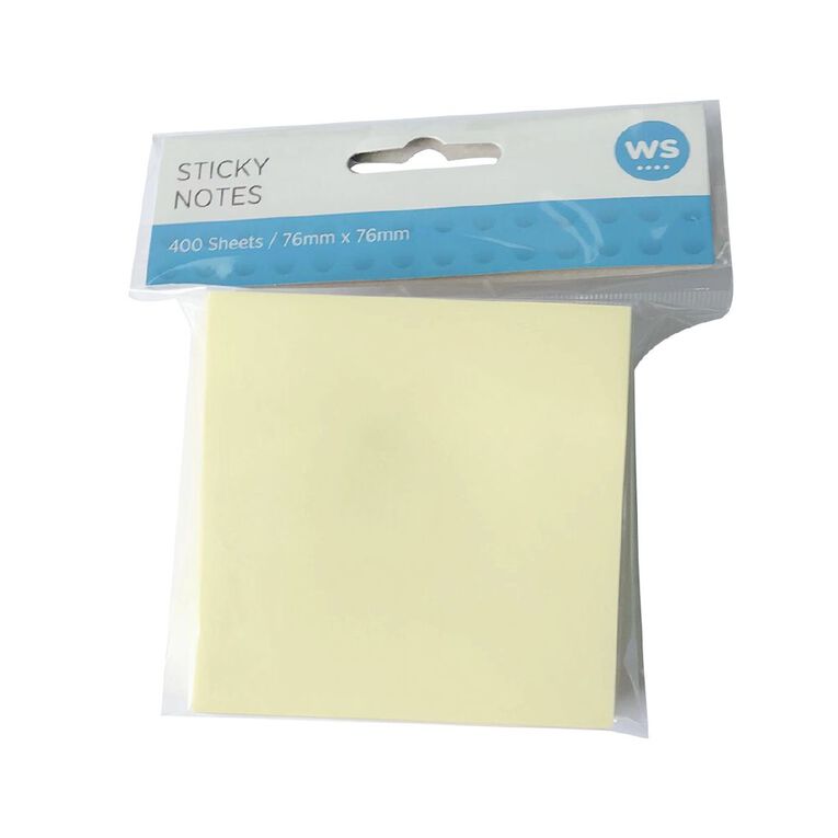 WS Sticky Notes Yellow 7.5cm x 7.5cm 400 Sheets Yellow Mid, , hi-res