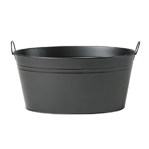 Living & Co Modern Oval Powder Coasted Steel Drinks Tub Black 24L