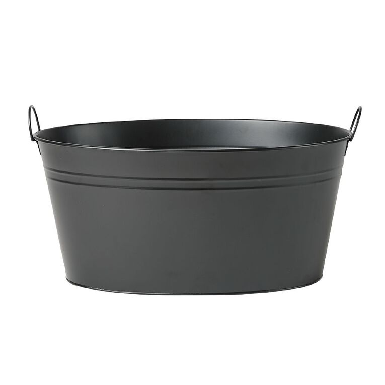 Living & Co Modern Oval Powder Coasted Steel Drinks Tub Black 24L, , hi-res