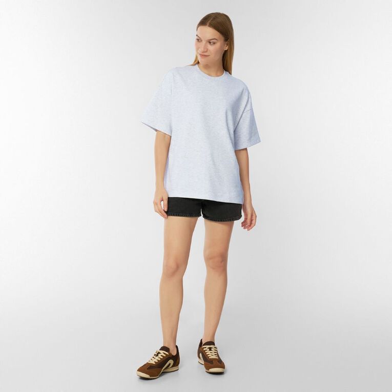 H&H Women's Short Sleeve Boxy Terry Tee, Silver Grey, hi-res