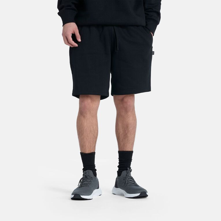 H&H Men's Plain Knit Shorts, Black, hi-res