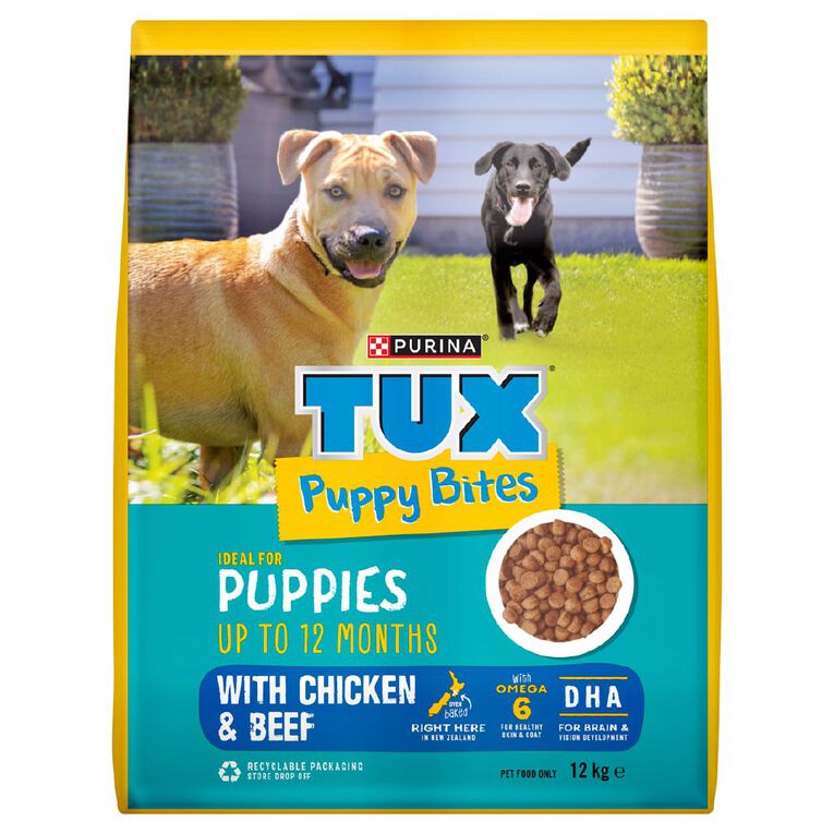 TUX Tasty Bites Puppy Chicken & Beef Dry Dog Food 12kg, , hi-res