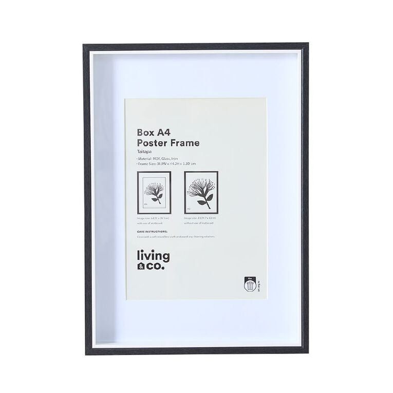 Living & Co Box Poster Frame A3/A4 Black, , hi-res