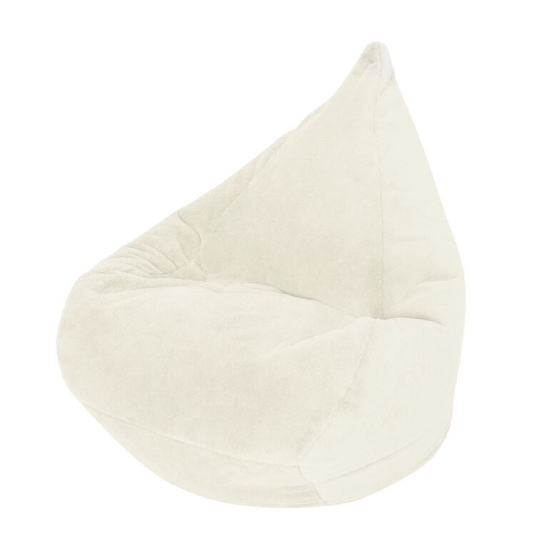 Living & Co Faux Fur Bean Bag White, , hi-res