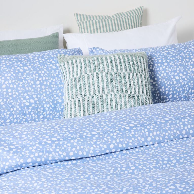 Living & Co Microfibre Duvet Cover Set Eden Blue Queen, , hi-res