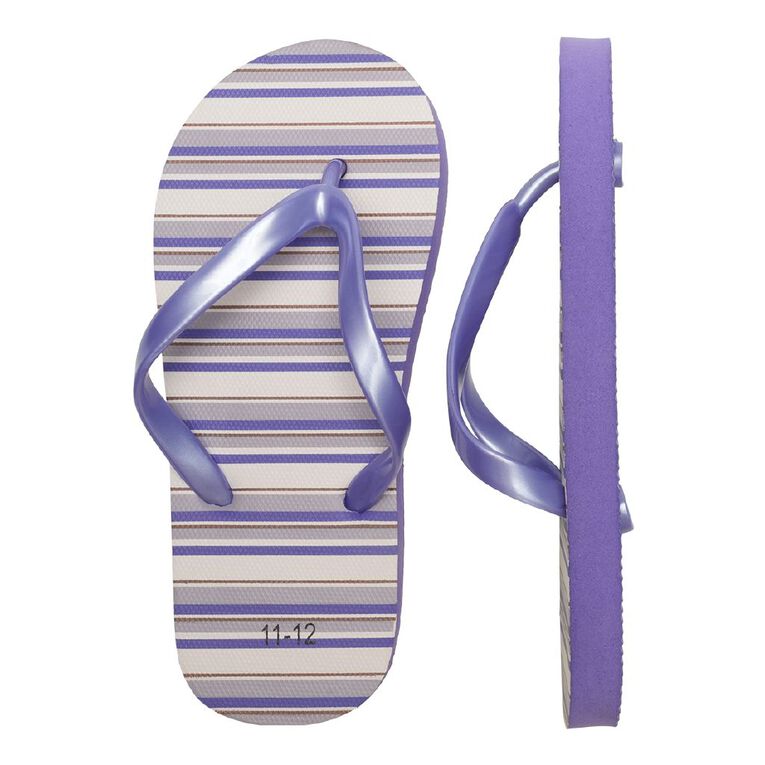 Young Original Senior Kids' Printed Jandals, Purple, hi-res