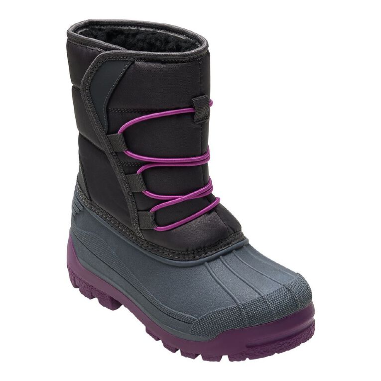 Active Intent Senior Kids' Colour Block High Top Snow Boots, Purple Light, hi-res