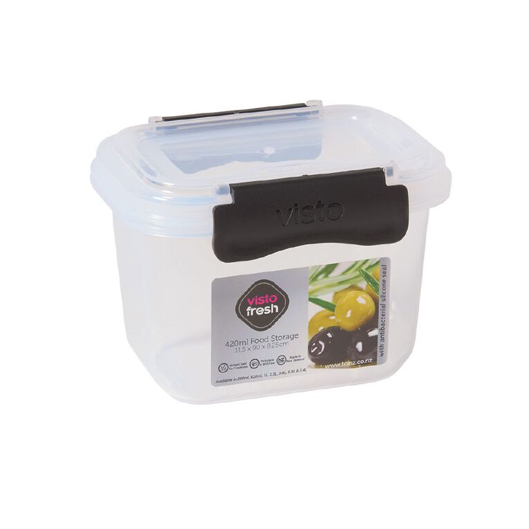 Visto Fresh Storage Container Clear/Charcoal Clips 420ml, , hi-res