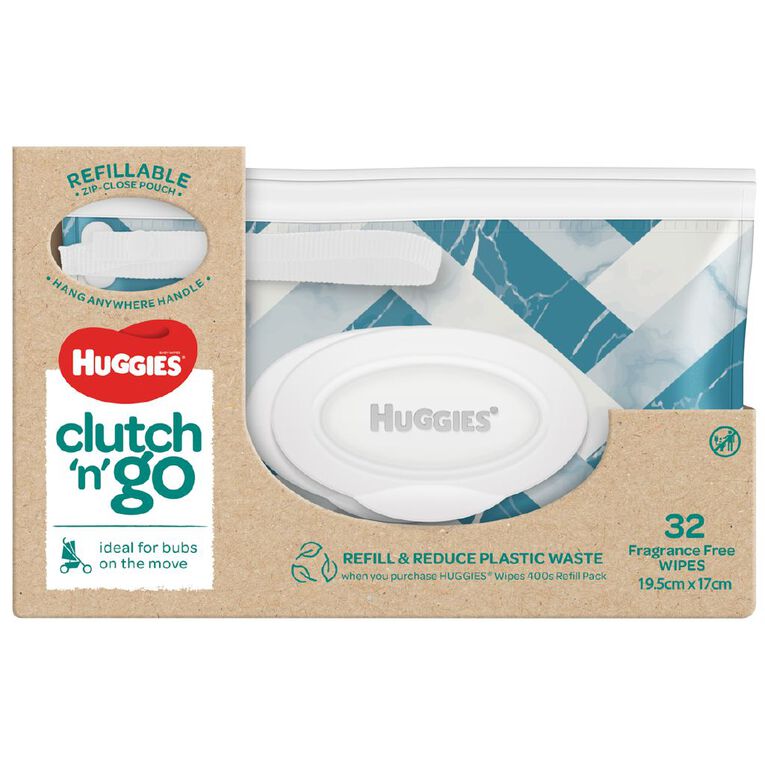 Huggies Baby Wipes Clutch Unscented 32 Pack, , hi-res