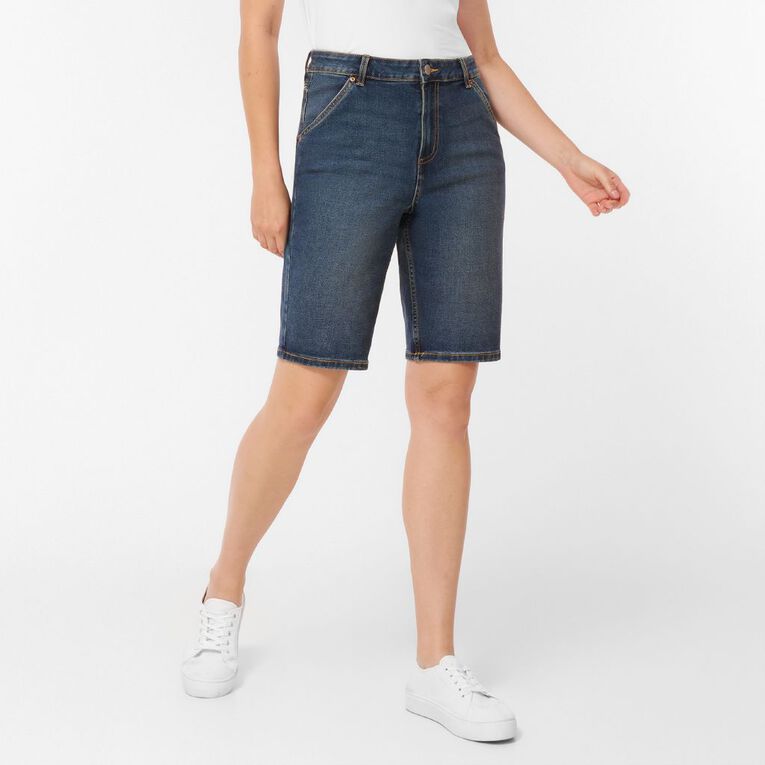 H&H Women's Knee Length Denim Shorts, Denim Mid, hi-res