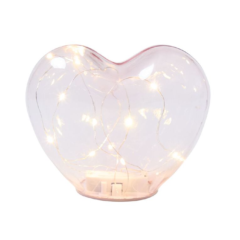 Living & Co LED Glass Decor Heart Pink, , hi-res