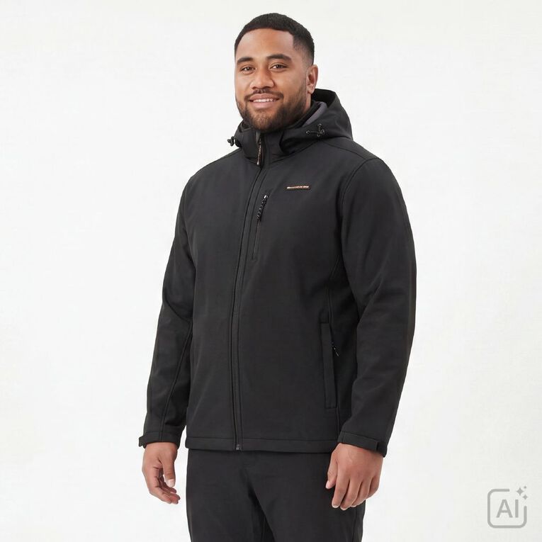Back Country Adults' Softshell Hooded Jacket, Black, hi-res
