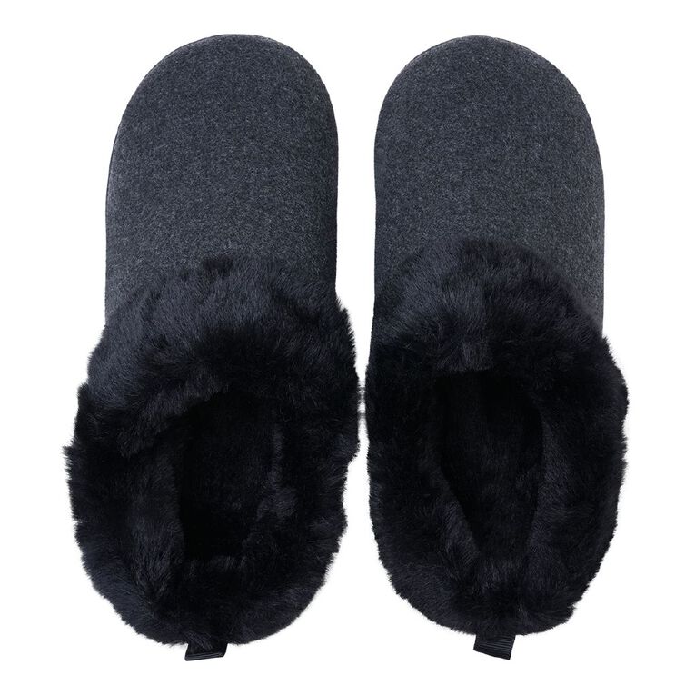 H&H Women's Recycled Memory Slippers, Charcoal/Marle, hi-res