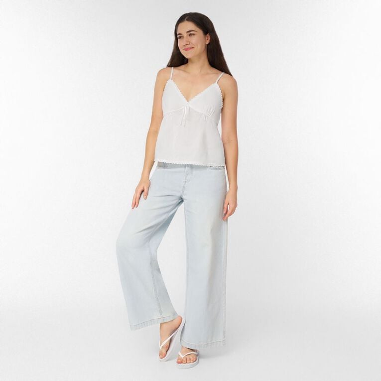 H&H Women's Cotton Babydoll Cami, White, hi-res