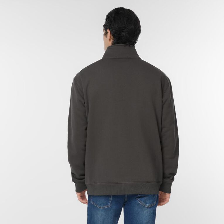 H&H Men's heavyweight Quater Zip Sweat, Brown Dark, hi-res
